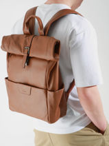 1 Compartment Backpack Flandres Leather Etrier Brown flandres EFLA8102-vue-porte