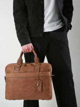 Leather Spider Briefcase 2 Compartments Etrier Brown spider ESPI8022-vue-porte