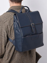 Sac  Dos Business Foulonn 2 Compartiments Cuir Etrier Bleu foulonne EFOU8092-vue-porte